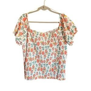 Disney Vault Collection Smocked Top 3x Retro Orange Fruit Bird Cottagecore 50th